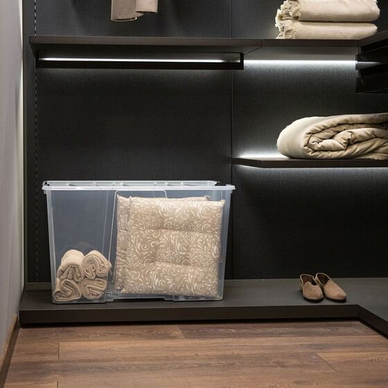 Dea Home Italy Κουτί Αποθήκευσης 77x39x47cm Πλαστικό 100lt Διάφανο Με Κλιπς