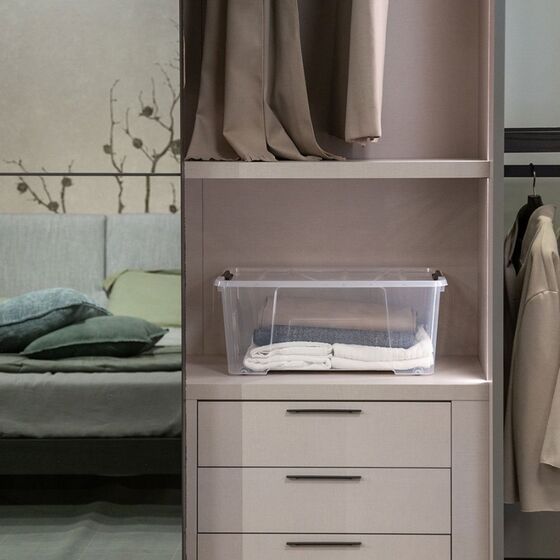 Dea Home Italy Κουτί Αποθήκευσης 57x39x24cm Πλαστικό 35lt Διάφανο Με Κλιπς