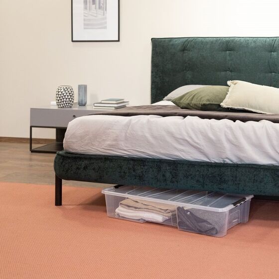 Dea Home Italy Κουτί Αποθήκευσης 77x39x15,5cm Πλαστικό 35lt Χαμηλό Διάφανο Με Κλιπς
