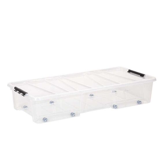 Dea Home Italy Κουτί Αποθήκευσης 77x39x15,5cm Πλαστικό 35lt Χαμηλό Διάφανο Με Κλιπς