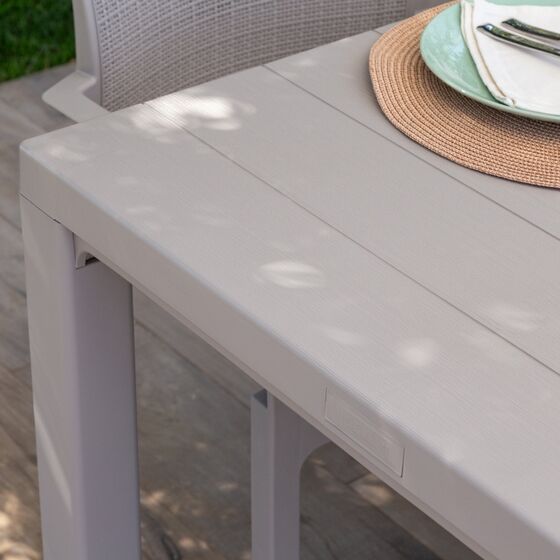 TOOMAX DAVIDE Ορθογώνιο Τραπέζι 147x88x74cm Πλαστικό Βάρος 12.5kg Όψη Φυσικού Ξύλου Taupe Ιταλίας