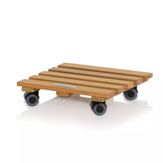 LECHUZA PALO Natural Wood Τετράγωνη Βάση Περιστρεφόμενη με Ροδάκια 38x38cm