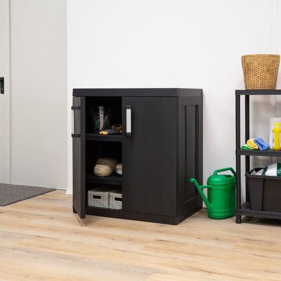 TOOMAX Ιταλίας GARAGE MEGA Πλαστική Ντουλάπα 89x54x96cm 14.75kg με 2 Ρυθμιζόμενα Ράφια MAX Αντοχή 50kg BLACK Πιστοποίηση TUV/GS FASHION