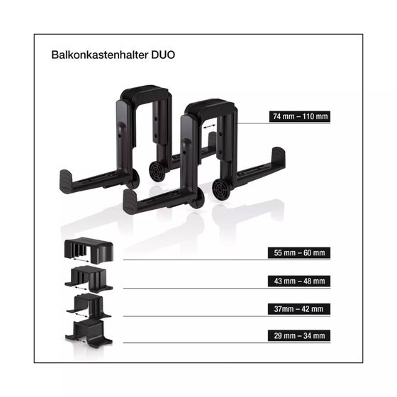 LECHUZA DUO Βάση Μπαλκονιού Σετ 2 Τεμαχίων με 4 Αντάπτορες για Ζαρντινιέρες BALCONERA ΛΕΥΚΟ MAX Αντοχή 35kg