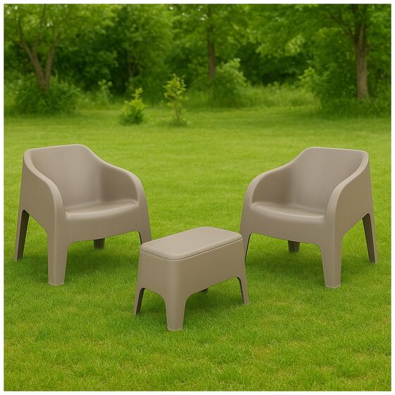 TOOMAX Σετ Τραπέζι + 2 Πολυθρόνες PETRA Taupe Grey