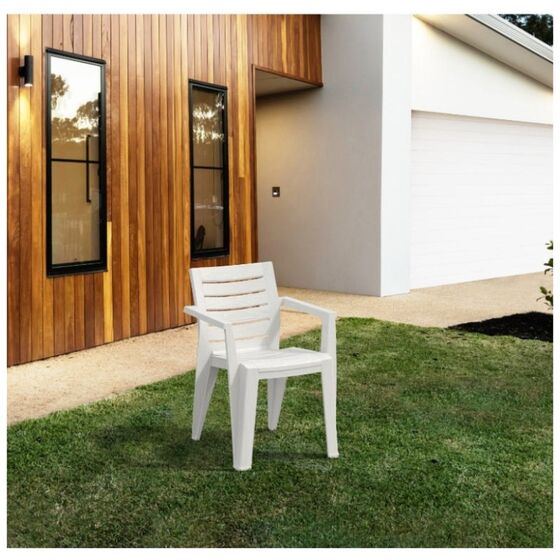 TOOMAX Σετ Τραπέζι DAVIDE + 4 Καρέκλες MAREA Όψη Φυσικού Ξύλου Λευκό