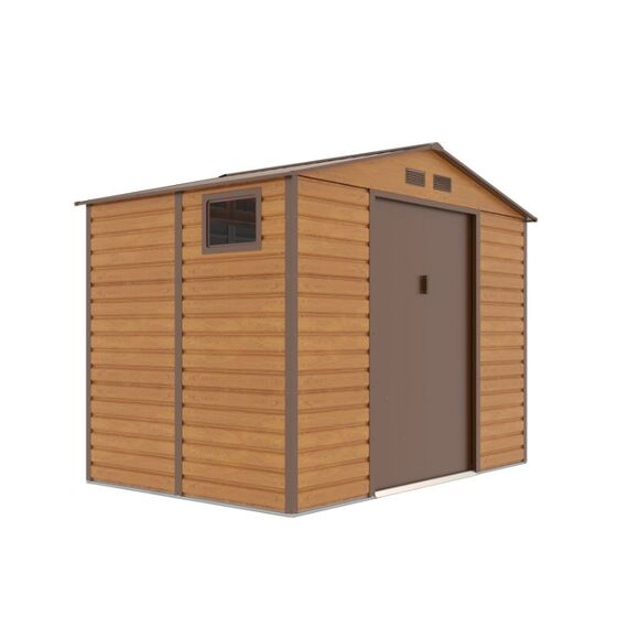 STEELEN Μεταλλική Αποθήκη Κήπου-Σπιτάκι Κήπου 277x255x219cm (9.1'x8.4') 6.5m² Γαλβανιζέ με Παράθυρο EVAN PLUS D Χρώμα απομίμησης Ξύλου/Καφέ