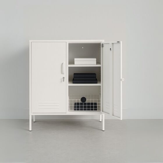 STEELEN COLOR Μεταλλικός  Μπουφές 100x40x70cm Πάχους 0.7mm Εσωτερικού Χώρου με Πόδια Signal Cotton White