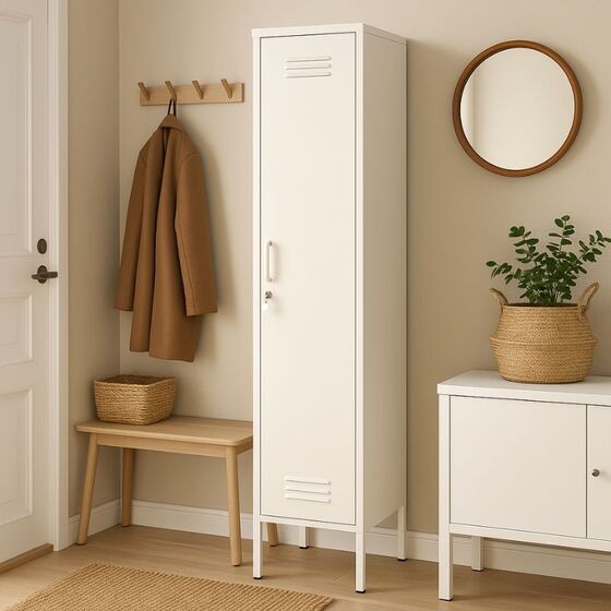 STEELEN COLOR Μεταλλική Ντουλάπα 40x45x190cm Πάχους 0.7mm Εσωτερικού Χώρου με Πόδια Cotton White