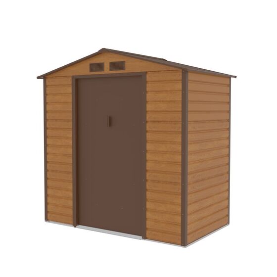 STEELEN Μεταλλική Αποθήκη Κήπου-Σπιτάκι Κήπου 213x131x213cm (7'x4.3') 2.79m² Γαλβανιζέ με Παράθυρο EVAN PLUS A  Χρώμα απομίμησης Ξύλου/Καφέ