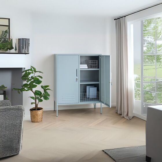 STEELEN COLOR Μεταλλική Ντουλάπα 80x40x90cm Πάχους 0.7mm Εσωτερικού Χώρου με Πόδια Baby Blue