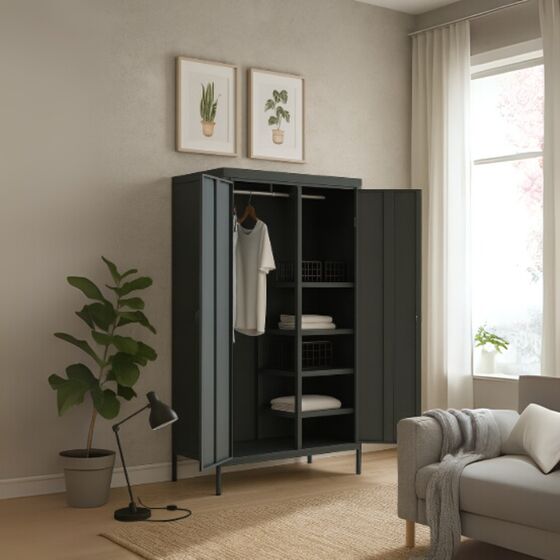 STEELEN COLOR Μεταλλική Ντουλάπα 90x55x190cm Πάχους 0.7mm Εσωτερικού Χώρου με Πόδια Slate Grey