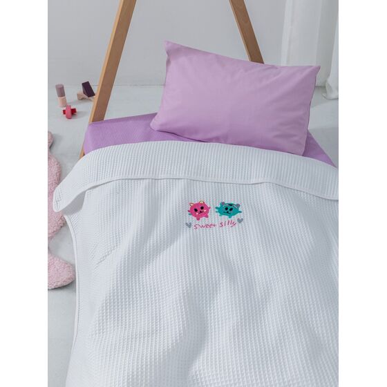 Palamaiki Κουβέρτα Πικέ Αγκαλιάς Baby Blankets 80x110 CANDY/2 WHITE Λευκό