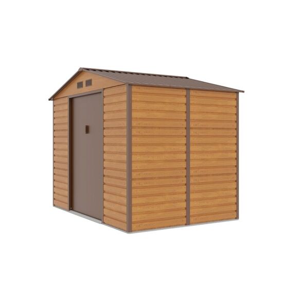 STEELEN Μεταλλική Αποθήκη Κήπου-Σπιτάκι Κήπου 277x255x219cm (9.1'x8.4') 6.5m² Γαλβανιζέ με Παράθυρο EVAN PLUS D Χρώμα απομίμησης Ξύλου/Καφέ