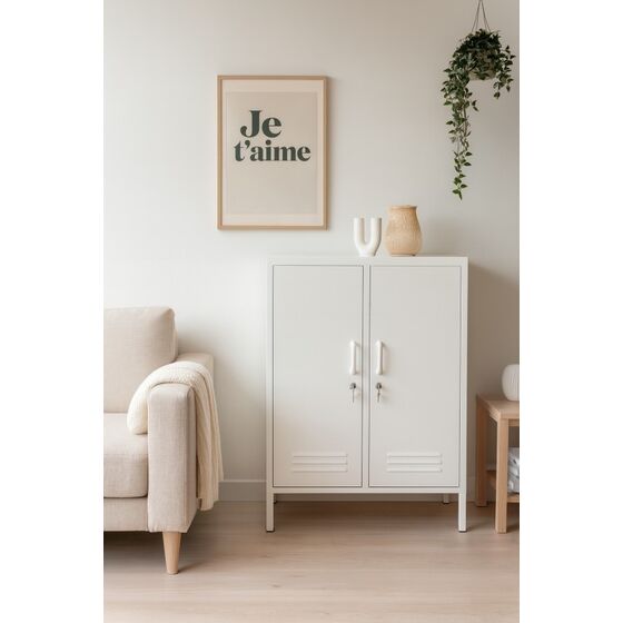 STEELEN COLOR Μεταλλική Ντουλάπα 80x40x90cm Πάχους 0.7mm Εσωτερικού Χώρου με Πόδια Cotton White