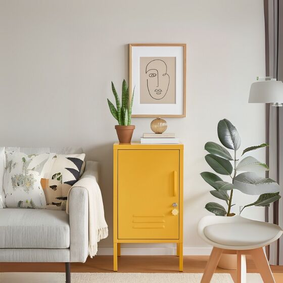 STEELEN COLOR Μεταλλική Ντουλάπα 40x45x50cm Πάχους 0.7mm Εσωτερικού Χώρου με Πόδια Mustard