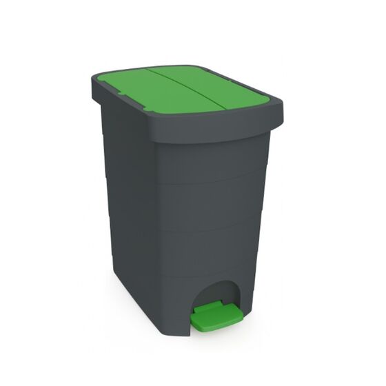 Κάδος Απορριμάτων 60lt Πλαστικός 32x50x57.5cm Επαγγελματικός/Οικιακός 2.73kg με Πεντάλ και Καπάκι Πεταλούδα PELICAN Γκρι - Πράσινο