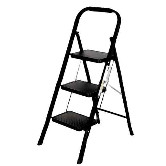 VESTA ΤΙΚΟ Σκαλοσκαμπό Μεταλλικό 45x70x102cm με 3 Σκαλιά MAX Αντοχή 150kg Βάρος 4.8kg Μαύρο