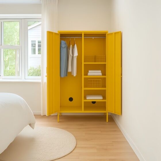 STEELEN COLOR Μεταλλική Ντουλάπα 90x55x190cm Πάχους 0.7mm Εσωτερικού Χώρου με Πόδια Mustard