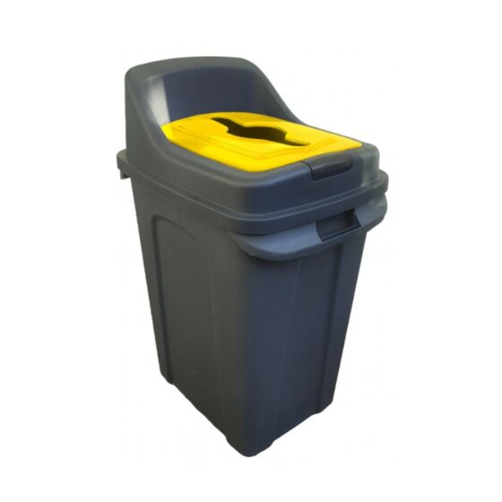 PLANET Κάδος Απορριμμάτων Ανακύκλωσης 70lt 50x40x70cm 3kg Πλαστικός Επαγγελματικός/Οικιακός με Άνοιγμα Ανθρακί - Κίτρινο