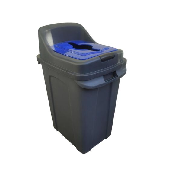 PLANET Κάδος Απορριμμάτων Ανακύκλωσης 70lt 50x40x70cm 3kg Πλαστικός Επαγγελματικός/Οικιακός με Άνοιγμα Ανθρακί - Μπλε