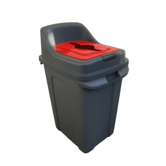 PLANET Κάδος Απορριμμάτων Ανακύκλωσης 70lt 50x40x70cm 3kg Πλαστικός Επαγγελματικός/Οικιακός με Άνοιγμα Ανθρακί - Κόκκινο