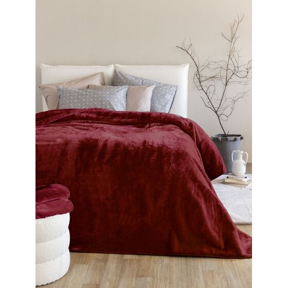 Palamaiki Κουβέρτα Βελουτέ 160x220 DREAM VELOUR/3 BORDO Κόκκινο