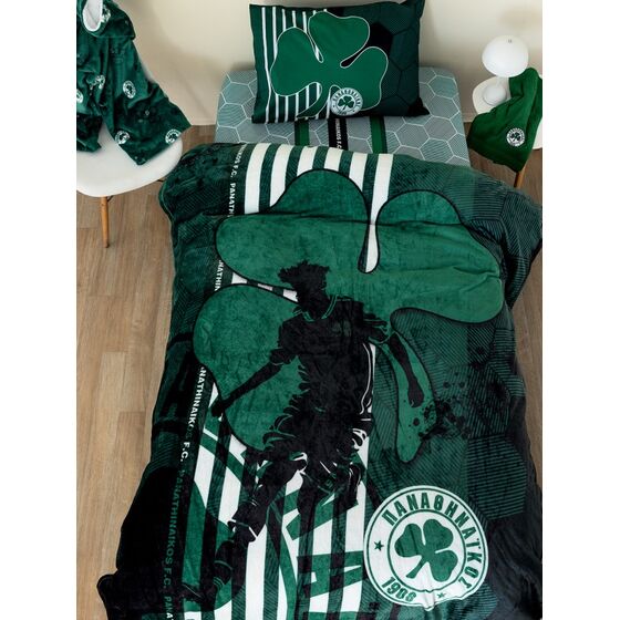 Palamaiki Κουβέρτα Fleece Μονή DG 160x220 PANATHINAIKOS Πράσινο