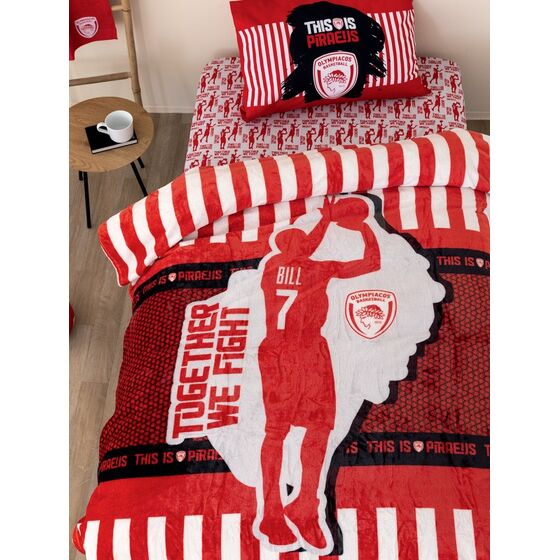 Palamaiki Κουβέρτα Fleece Μονή DG 160x220 OLYMPIACOS Κόκκινο
