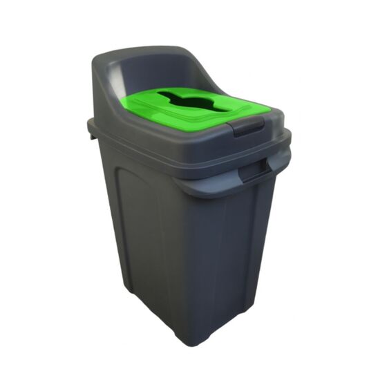 PLANET Κάδος Απορριμμάτων Ανακύκλωσης 50lt 45x35x68cm 2.5kg Πλαστικός Επαγγελματικός/Οικιακός με Άνοιγμα Ανθρακί - Πράσινο