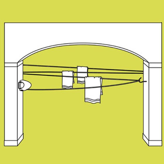 GIMI ITALY Απλώστρα Ρούχων Πτυσσόμενη Τοίχου Ρυθμιζόμενο Μήκος έως 15m Αντοχή 15kg Ρητίνη - Μεταλλικό Σκοινί SPIN
