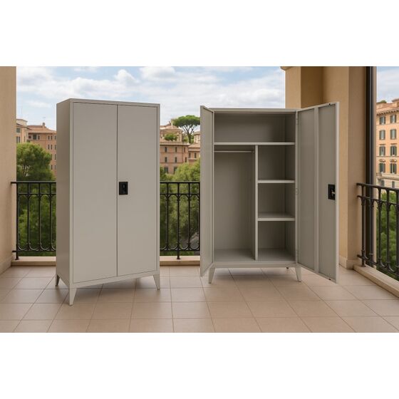 STEELEN Μεταλλική Ντουλάπα 70x40x181cm Πάχους 0.6mm/0.8mm (πάτωμα) Γαλβανιζέ με Χώρισμα και Ρυθμιζόμενα Πόδια - 5 Αποθηκευτικοί Χώροι