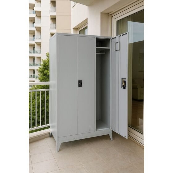 STEELEN Μεταλλική Ντουλάπα 115x45x191cm Γαλβανιζέ 3φυλλη με 5 Ράφια και Ρυθμιζόμενα Πόδια -7 Αποθηκευτικοί Χώροι 56.5kg