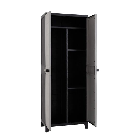 TOOMAX Ιταλίας PRIME Πλαστική Ντουλάπα 66x40x172cm 10.9kg με Χώρισμα-5 Χώρους και Πόδια MAX Αντοχή 15kg Ανθρακί -Γκρι