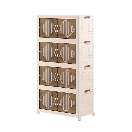 ESTA Πλαστική Ντουλάπα Αποθήκευσης 4όροφη 60x34x133cm 7.5kg με Ημιδιάφανα Πορτάκια και Ροδάκια