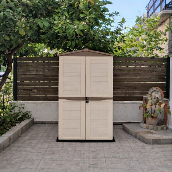 ARTPLAST Ιταλίας Αποθήκη Κήπου Βαρέως Τύπου Πλαστική 1.25m² 151x83x200cm 52kg 2000 Lt GARDEN SHED BASIC  Ivory Taupe