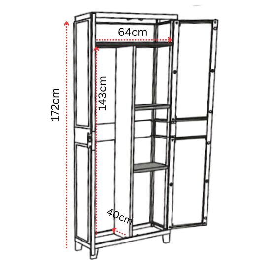 TOOMAX Ιταλίας PRIME Πλαστική Ντουλάπα 66x40x172cm 10.9kg με Χώρισμα-5 Χώρους και Πόδια MAX Αντοχή 15kg Ανθρακί -Γκρι