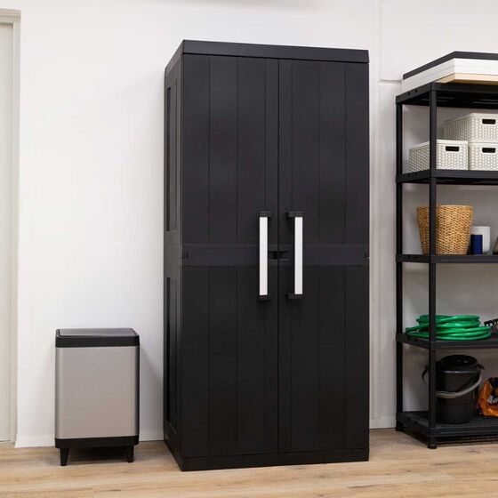 TOOMAX Ιταλίας GARAGE MEGA Πλαστική Ντουλάπα 89x54x190cm kg με 4 ράφια 5 Χώρους MAX Αντοχή 220kg BLACK Πιστοποίηση TUV/GS FASHION