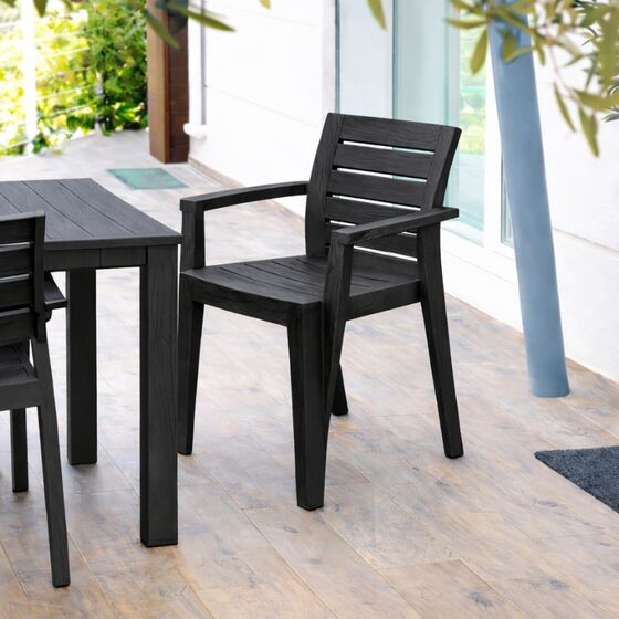 TOOMAX MAREA Καρέκλα Κήπου Στοιβαζόμενη 58.5x61.5x79cm Βάρος 4.03kg Όψη Φυσικού Ξύλου Μαύρη Ιταλίας