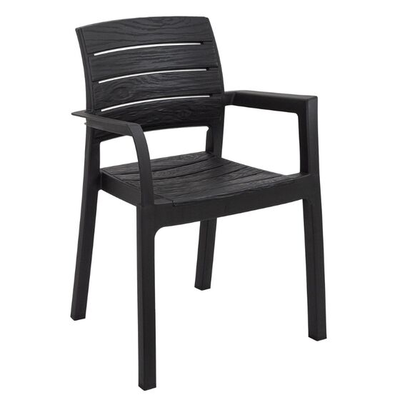 TOOMAX RECANATI Καρέκλα Κήπου Στοιβαζόμενη 58.5 Χ 52.5 Χ 82.5cm Βάρος 3.43kg Όψη Φυσικού Ξύλου Ανθρακί Ιταλίας