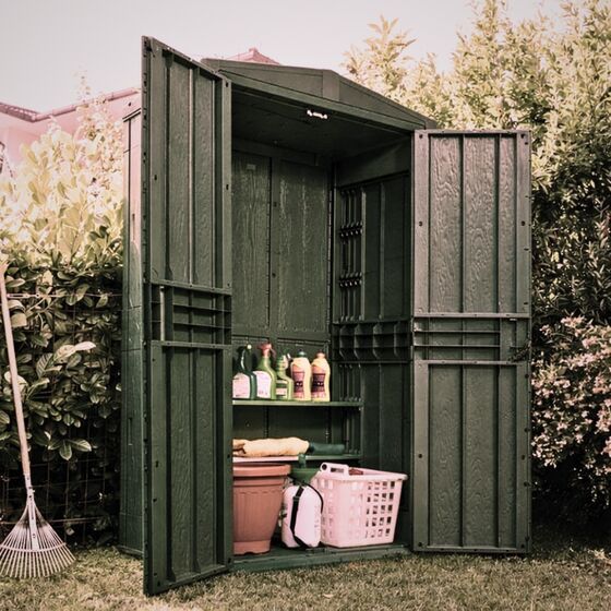 TOOMAX Ιταλίας Αποθήκη Κήπου Βαρέως Τύπου Πλαστική 130x75.6x218.4cm 49kg MASSIF HIGH STORER PLUS FOREST GREEN