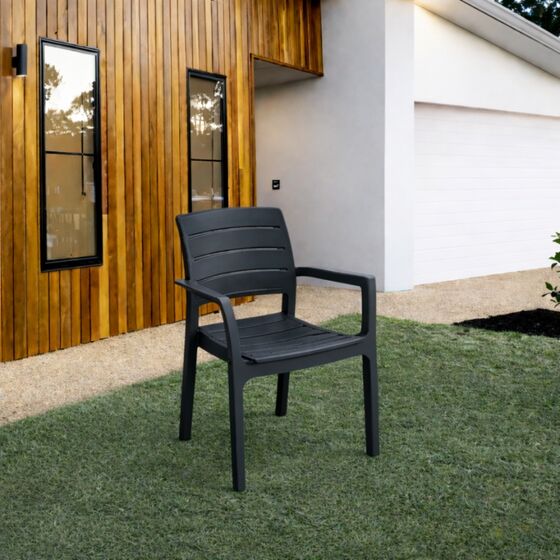 TOOMAX RECANATI Καρέκλα Κήπου Στοιβαζόμενη 58.5 Χ 52.5 Χ 82.5cm Βάρος 3.43kg Όψη Φυσικού Ξύλου Ανθρακί Ιταλίας