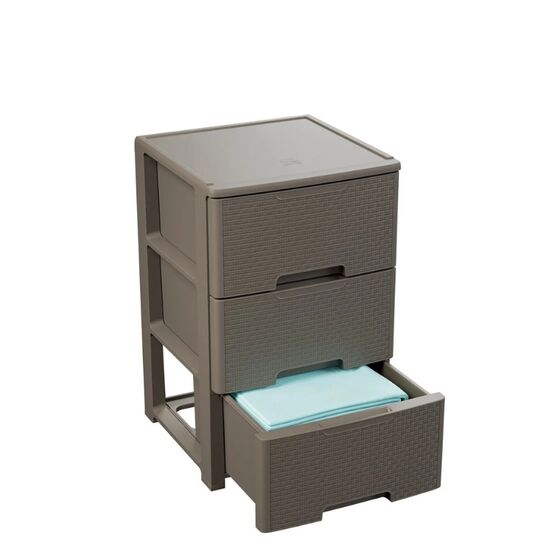 ARTPLAST Ιταλίας Συρταριέρα Πλαστική 3όροφη 39x38.5x61cm RATTAN HARMONY  Γκρι Καφέ