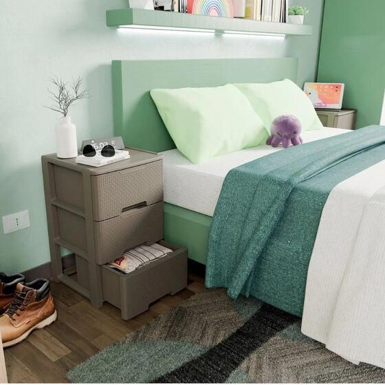 ARTPLAST Ιταλίας Συρταριέρα Πλαστική 3όροφη 39x38.5x61cm RATTAN HARMONY  Γκρι Καφέ