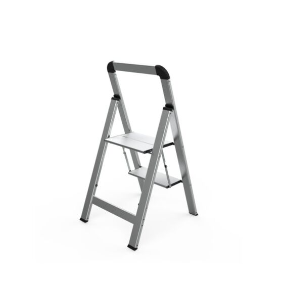 VESTA Σκαλοσκαμπό Αλουμινίου TIKO 39x52.6x86.6cm με 2 Σκαλιά MAX Αντοχή Βάρους 150kg Βάρος 2.4kg Ασημί