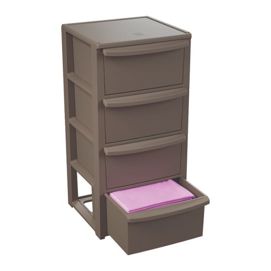 ARTPLAST Ιταλίας Συρταριέρα Πλαστική 4όροφη 39x38.5x79cm SNAPPY  Γκρι-Καφέ