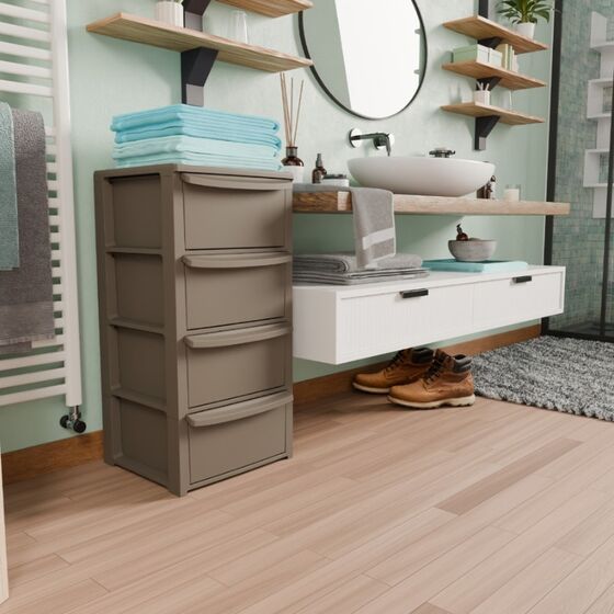 ARTPLAST Ιταλίας Συρταριέρα Πλαστική 4όροφη 39x38.5x79cm SNAPPY  Γκρι-Καφέ