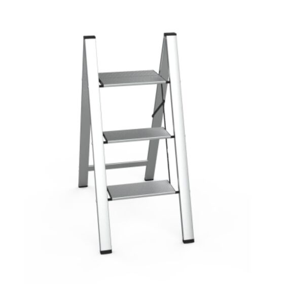 VESTA Σκαλοσκαμπό Αλουμινίου 39x69.7x85cm με 3 Σκαλιά MAX Αντοχή Βάρους 150kg Βάρος 2.7kg Ασημί