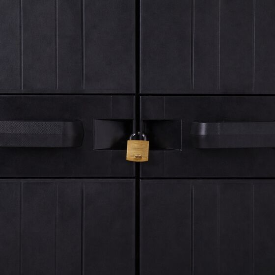 TOOMAX Ιταλίας GARAGE MEGA Πλαστική Ντουλάπα 89x54x190cm kg με 4 ράφια 5 Χώρους MAX Αντοχή 220kg BLACK Πιστοποίηση TUV/GS FASHION