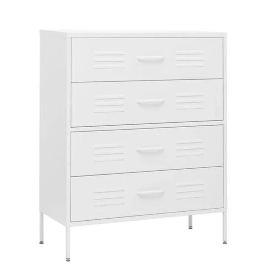 STEELEN COLOR Συρταριέρα 115x35x190cm Πάχους 0.8mm Εσωτερικού Χώρου με Πόδια Cotton White